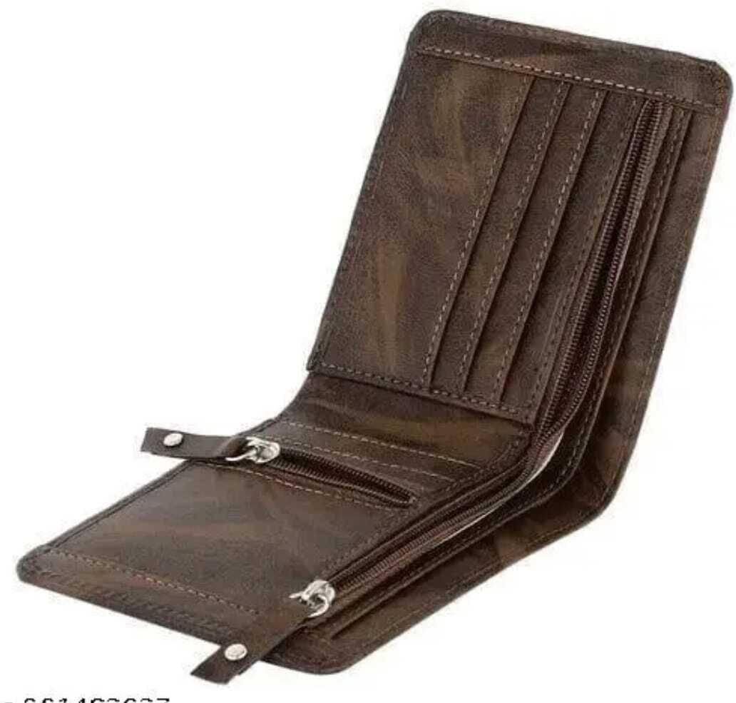     			HRFSTAR PU Solid Men's Regular Wallet With 4 Slots For Card ( Brown , Pack of 1 )