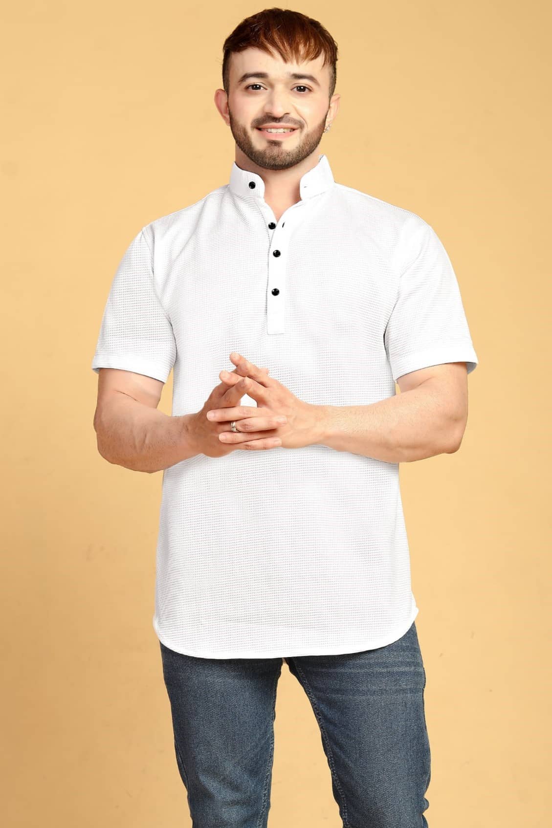 IQIVLI Cotton Flex Regular Fit Solids Half Sleeves Men's Casual Shirt - White ( Pack of 1 )