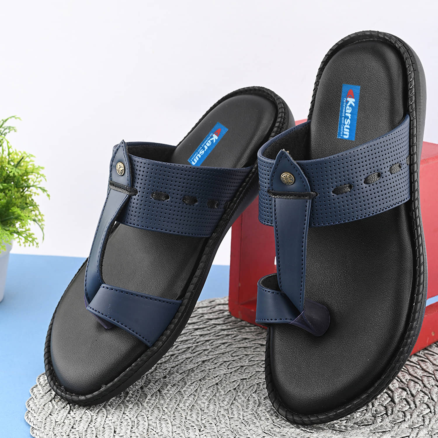 Karsun Blue Men's Thong Flip Flop