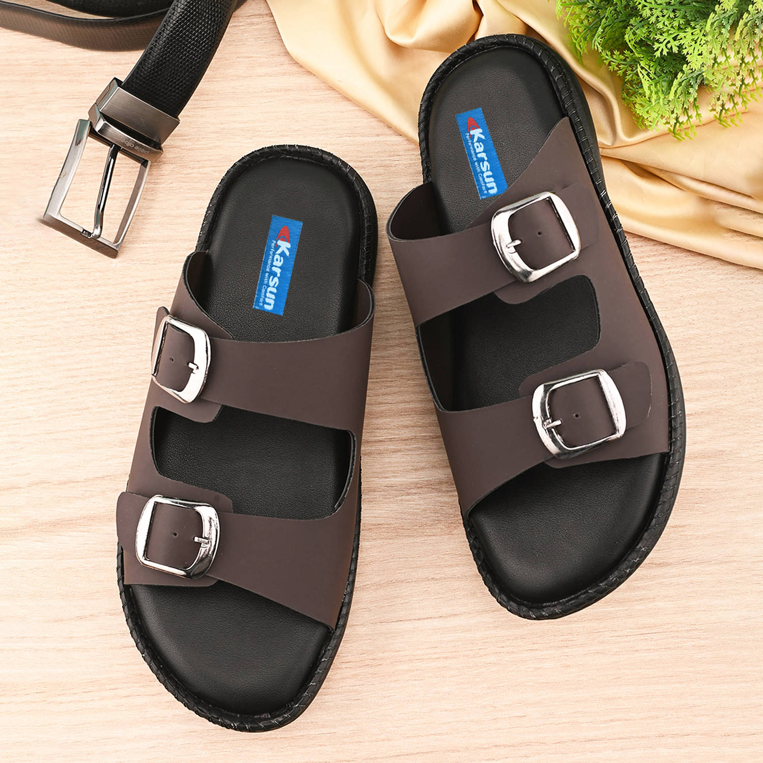     			Karsun Brown Men's Thong Flip Flop