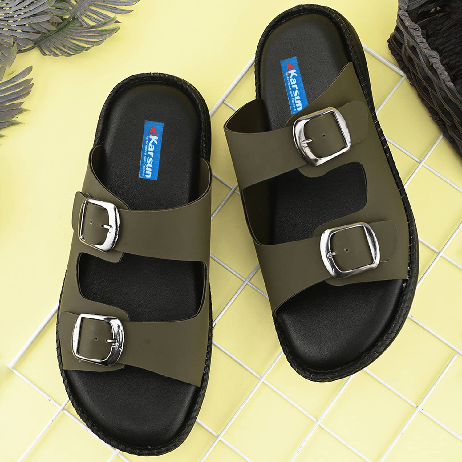 Karsun Olive Men's Thong Flip Flop