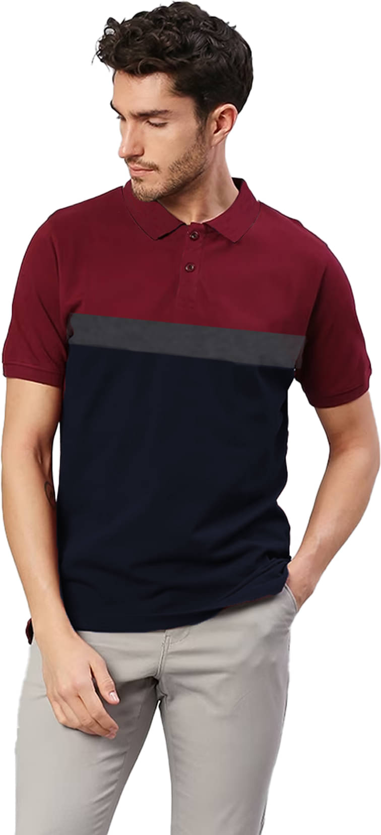     			Leotude Pack of 1 Cotton Blend Regular Fit Colorblock Half Sleeves Men's Polo T Shirt ( Maroon )
