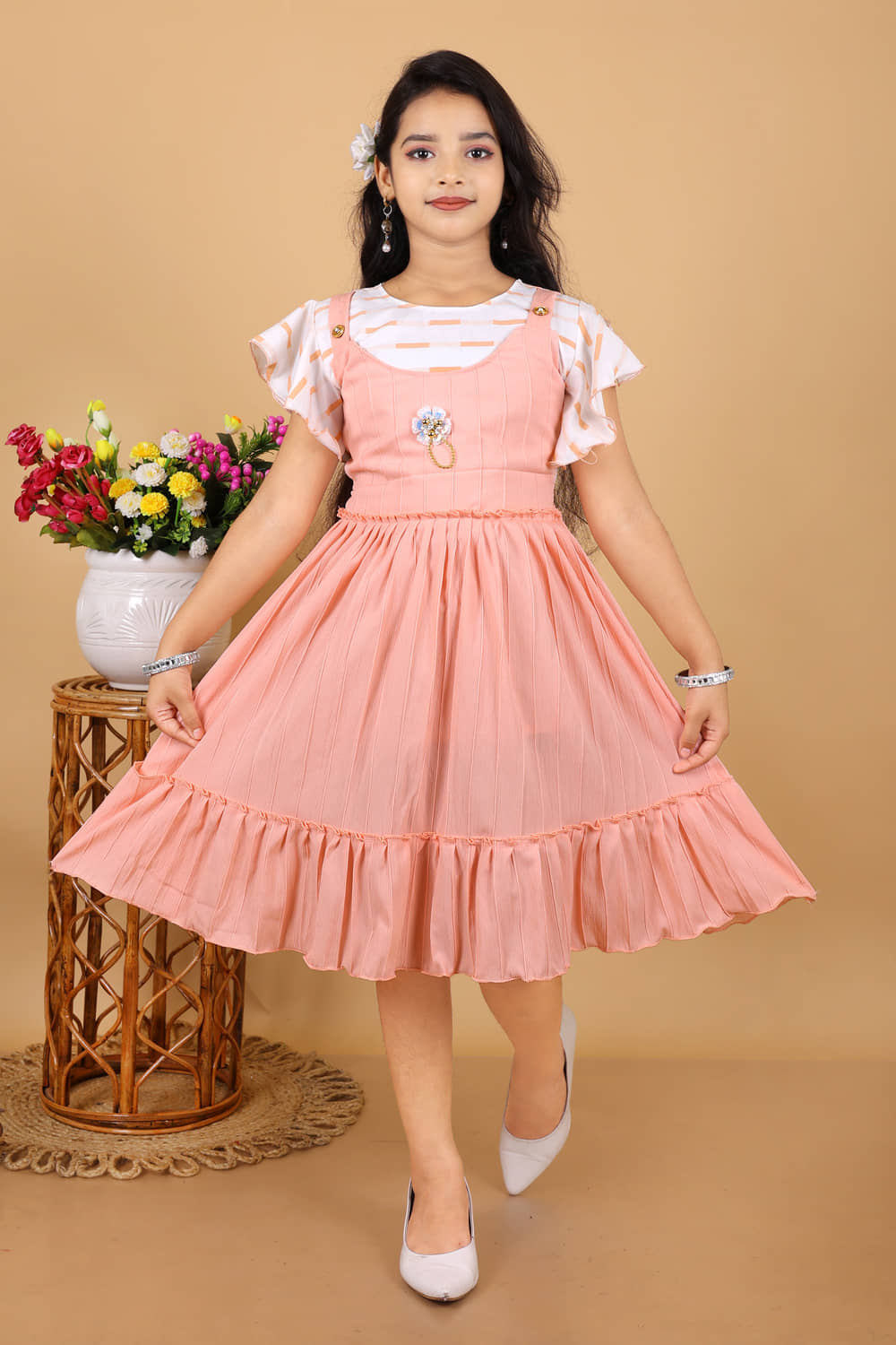 M.MONGELA DRESSES Cotton Frock For Girls ( Pack of 1 , Yellow )