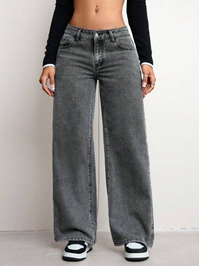     			Niffer Fashion - Charcoal Denim Wide Leg Women's Jeans ( Pack of 1 )