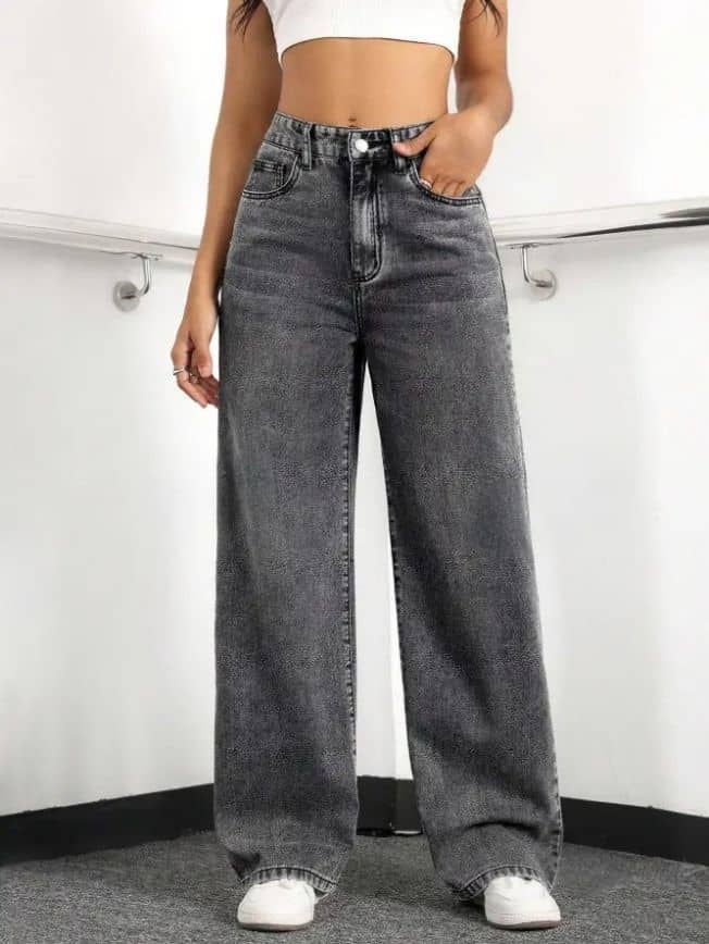 Niffer Fashion - Charcoal Denim Wide Leg Women's Jeans ( Pack of 1 ) - Jeans | Buy online on ZillyBuy