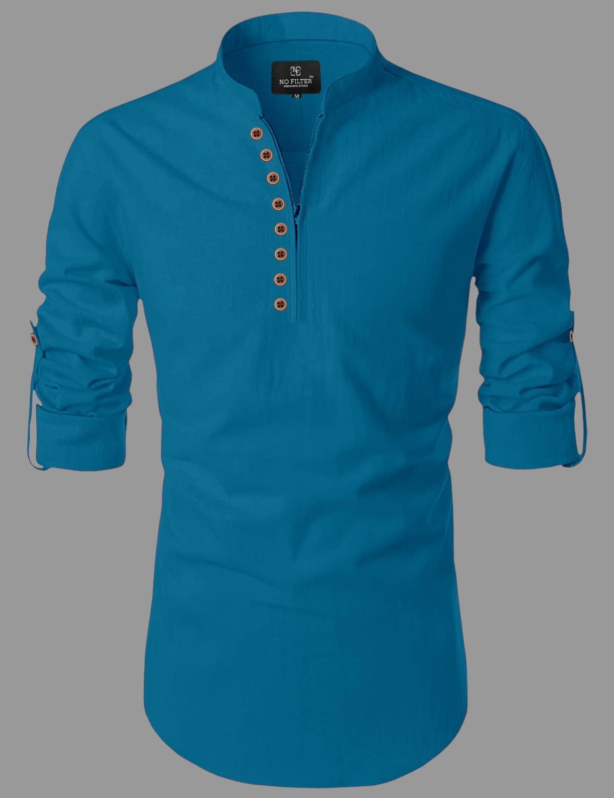Nofilter Blue Cotton Blend Men's Regular Kurta ( Pack of 1 )     			Nofilter Blue Cotton Blend Men's Regular Kurta ( Pack of 1 )