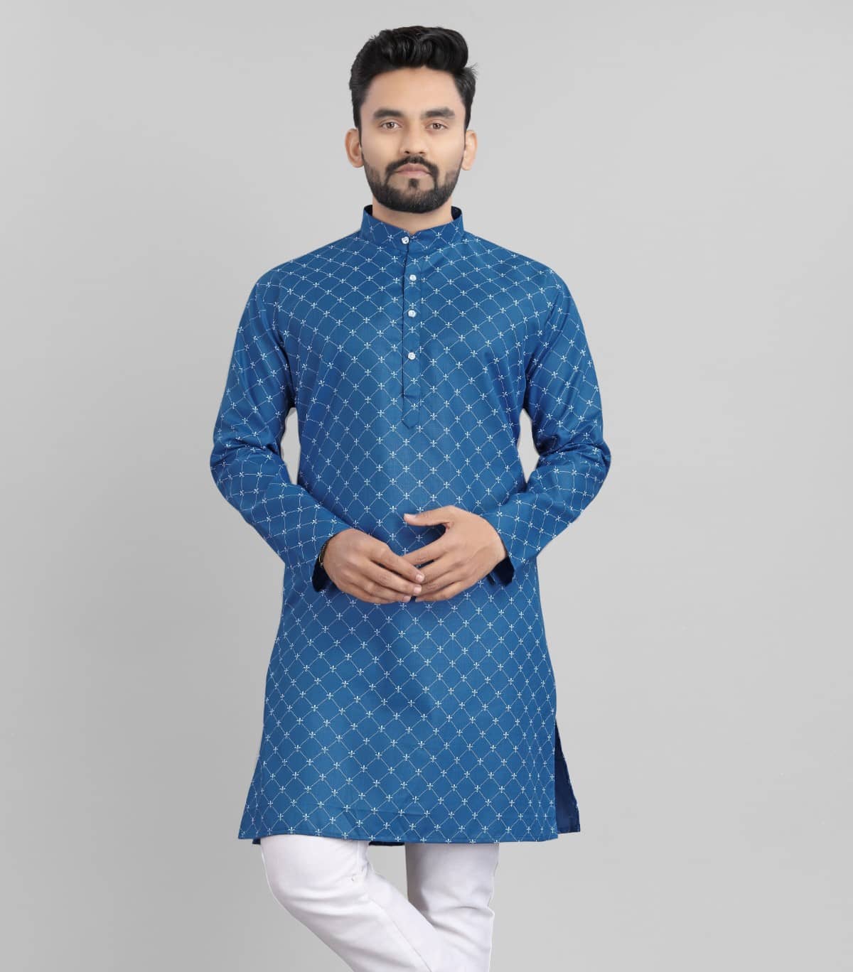 Nofilter Blue Cotton Blend Men's Regular Kurta ( Pack of 1 ) - Kurtas & Kurta Sets | Buy online on ZillyBuy