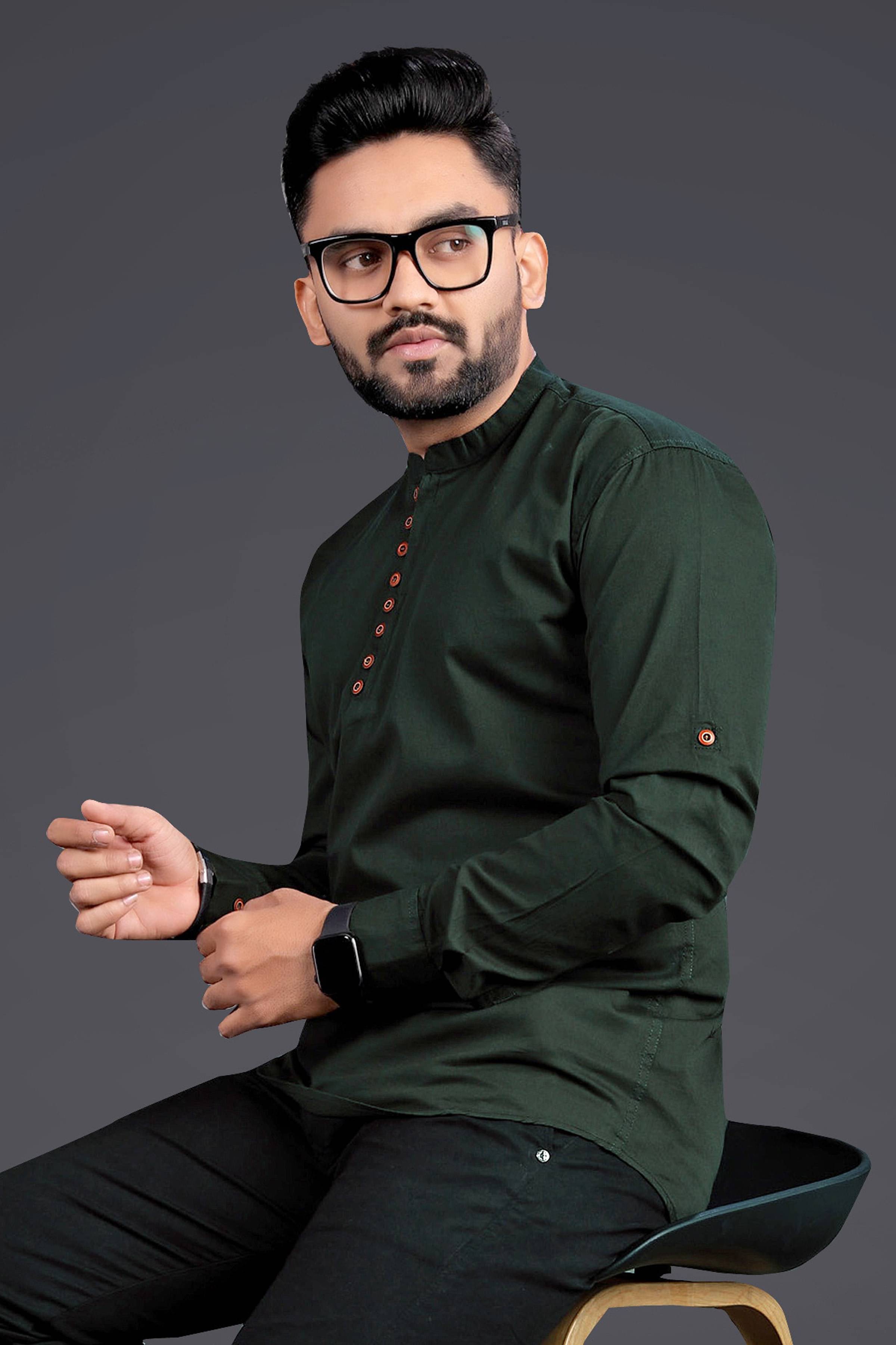 Nofilter Green Cotton Blend Men's Regular Kurta ( Pack of 1 )     			Nofilter Green Cotton Blend Men's Regular Kurta ( Pack of 1 )
