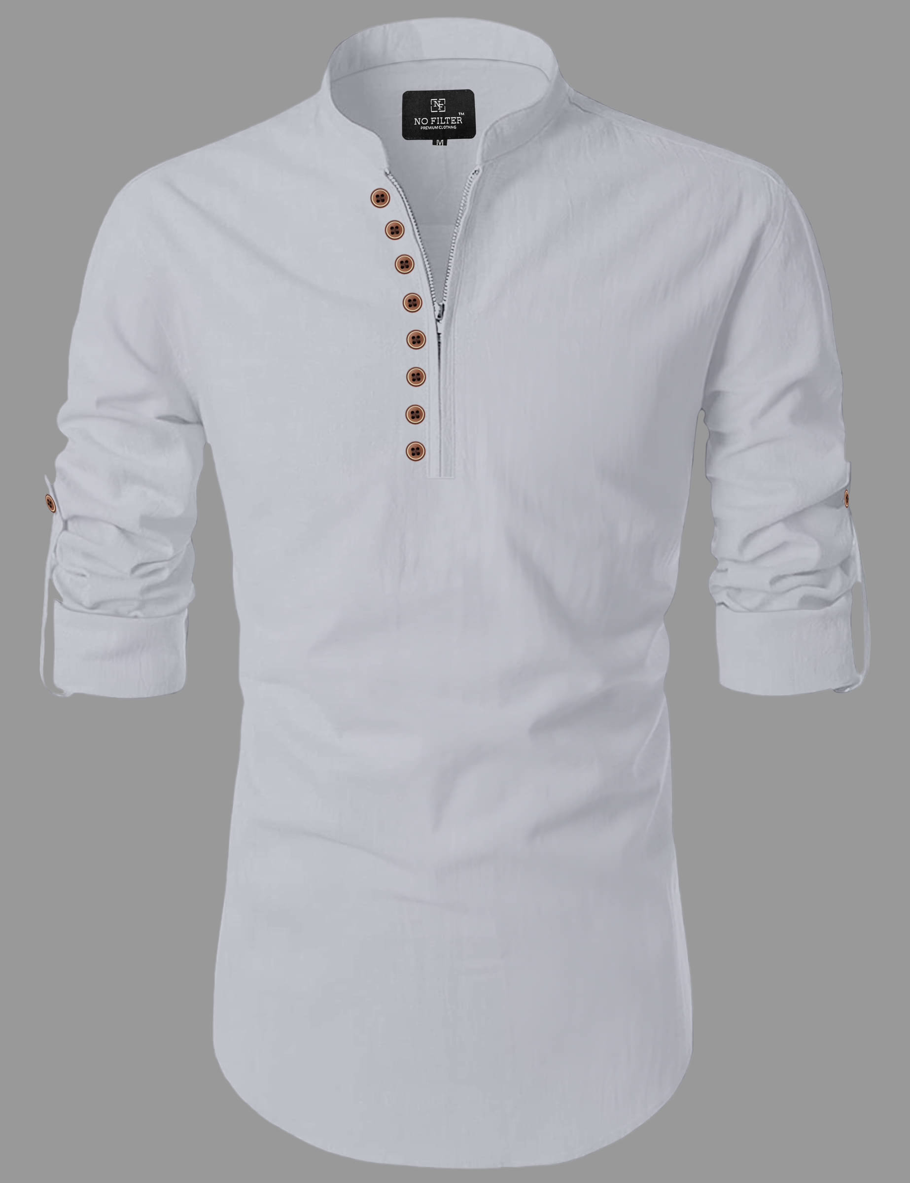     			Nofilter Grey Cotton Blend Men's Regular Kurta ( Pack of 1 )