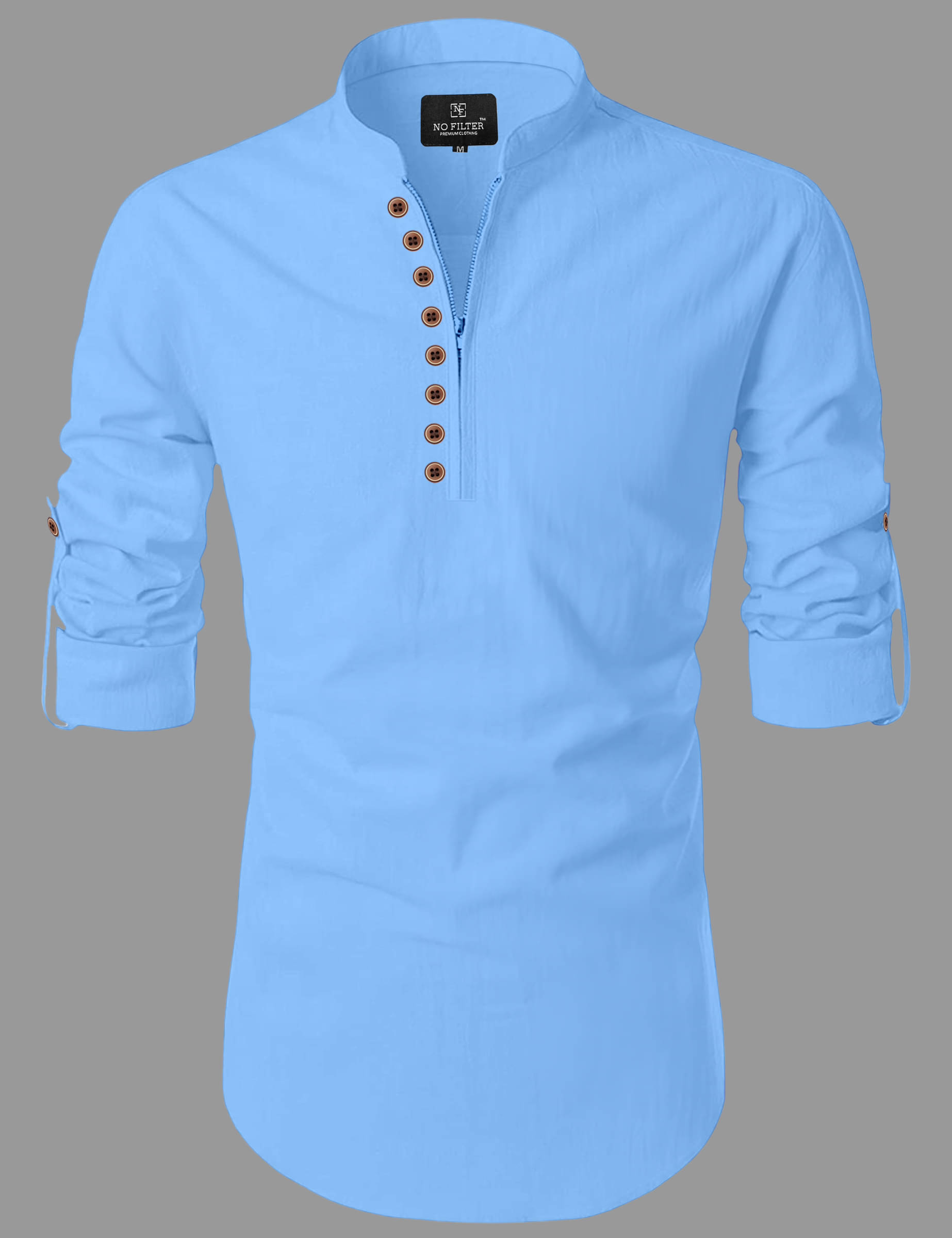     			Nofilter Light Blue Cotton Blend Men's Regular Kurta ( Pack of 1 )