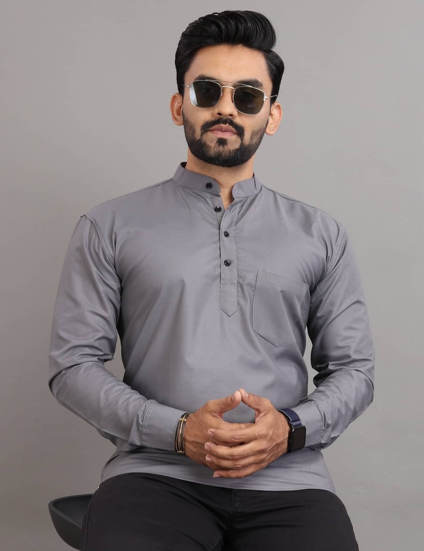 Nofilter Light Grey Cotton Blend Men's Regular Kurta ( Pack of 1 )     			Nofilter Light Grey Cotton Blend Men's Regular Kurta ( Pack of 1 )