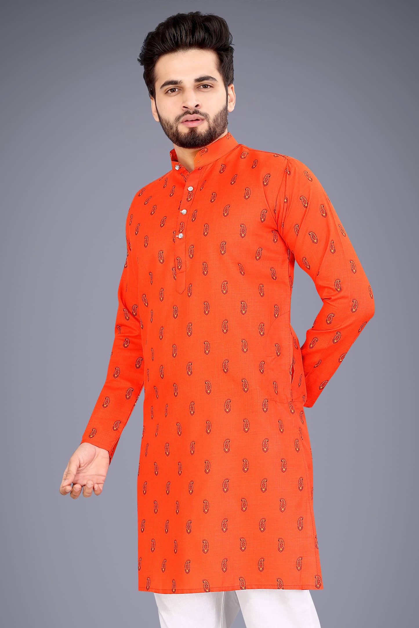 Nofilter Orange Cotton Blend Men's Regular Kurta ( Pack of 1 ) - Kurtas & Kurta Sets | Buy online on ZillyBuy