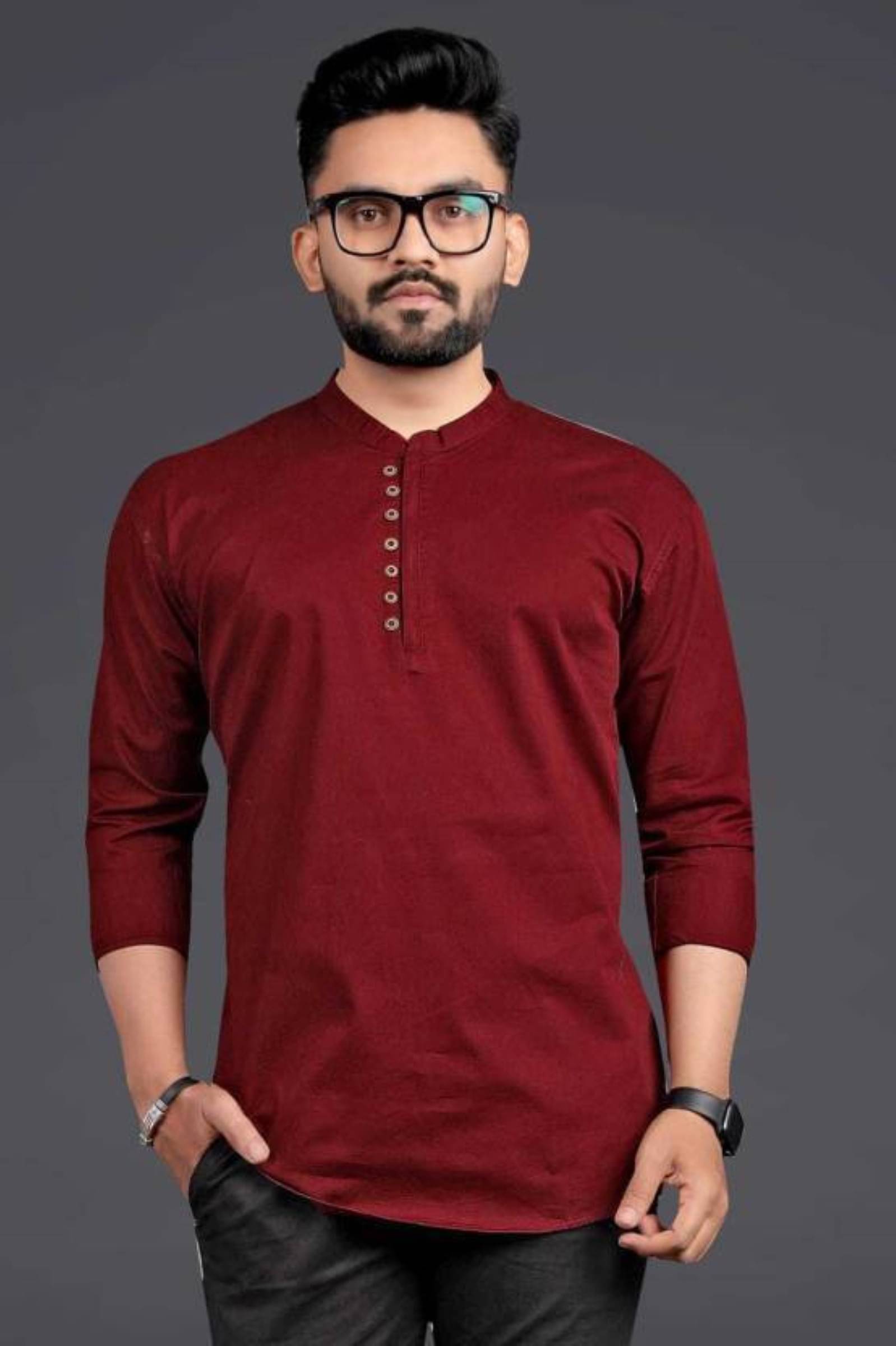 Nofilter Red Cotton Blend Men's Regular Kurta ( Pack of 1 )     			Nofilter Red Cotton Blend Men's Regular Kurta ( Pack of 1 )