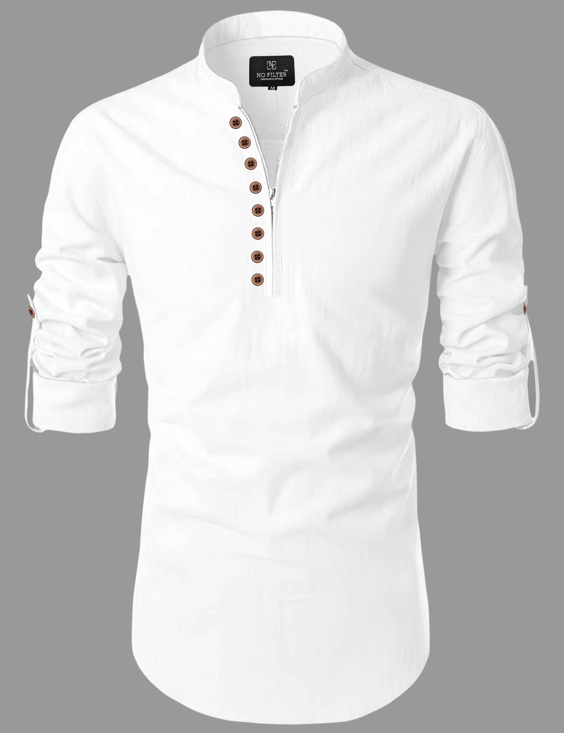 Nofilter White Cotton Blend Men's Regular Kurta ( Pack of 1 )     			Nofilter White Cotton Blend Men's Regular Kurta ( Pack of 1 )