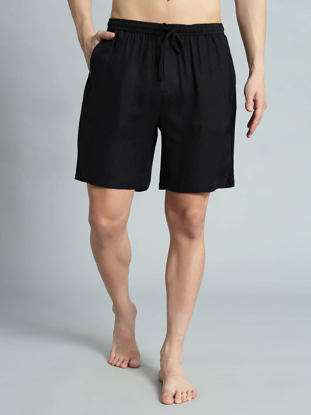     			OWO THE LABEL Pack of 1 Linen Boxers For Men's ( Black )