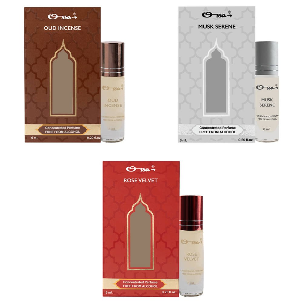     			Ossa Oud Non- Alcoholic Below 50ml Attar ( Pack of 3 )