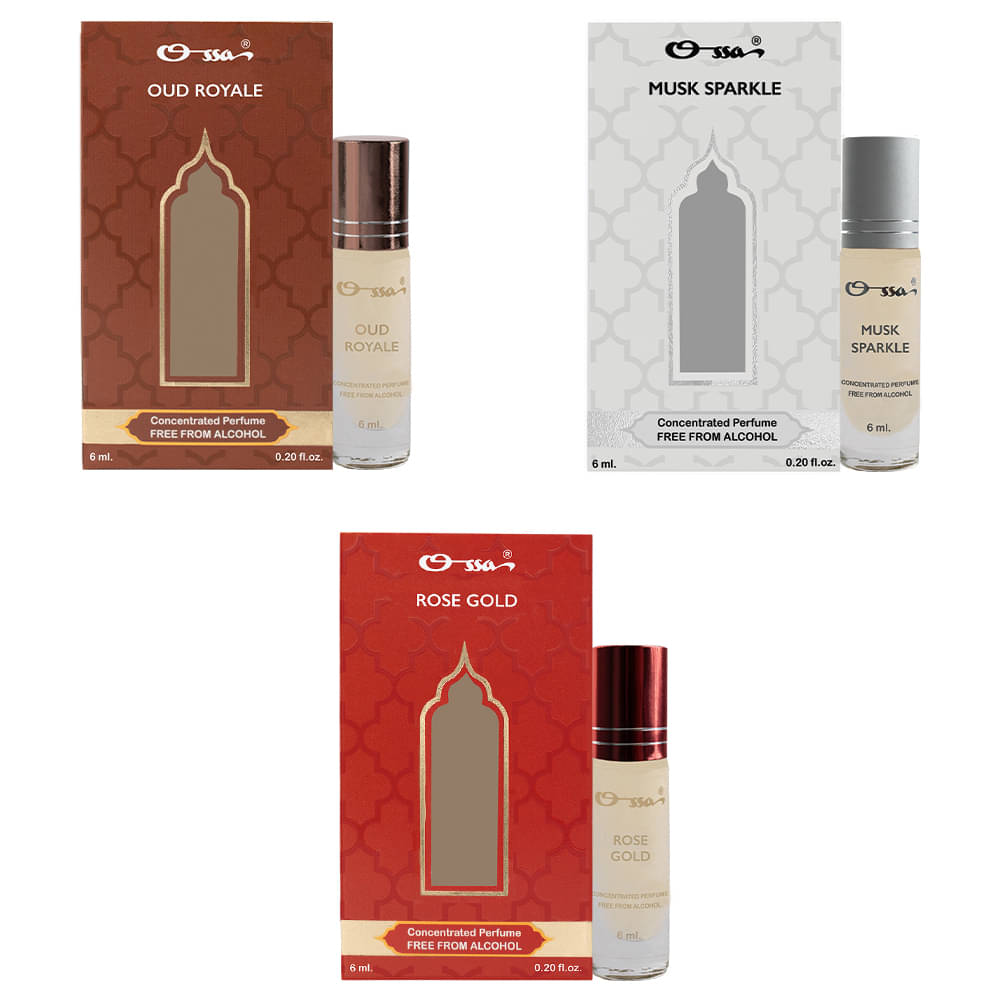     			Ossa Oud Non- Alcoholic Below 50ml Attar ( Pack of 3 )