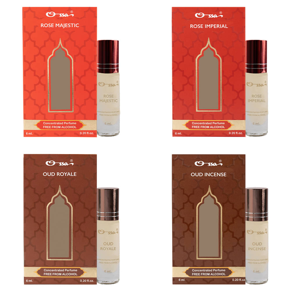     			Ossa Rose Non- Alcoholic Below 50ml Attar ( Pack of 4 )