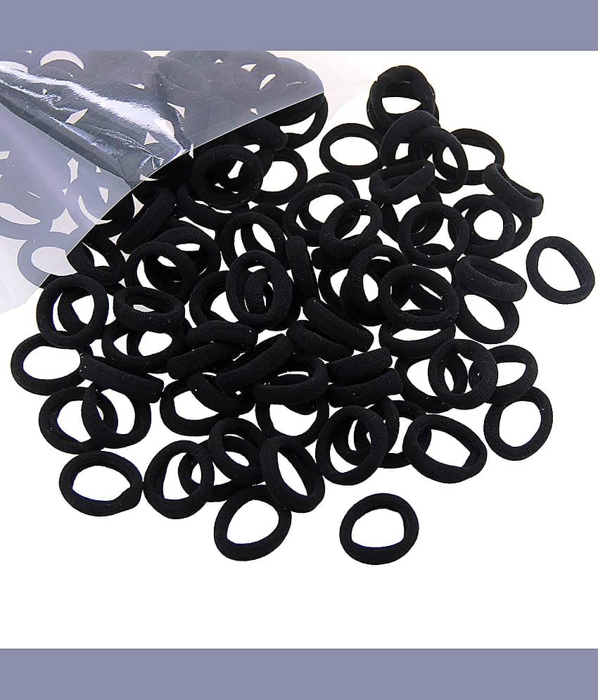 Pack of 100 Pcs Mini Rubber Bands Hair Ties Soft Premium Cotton Stratchable Elastic Hair Bands Non-Slipy Small Ponytail Holder For Baby Kids Girls. (Black) - Jewellery Sets | Buy online on ZillyBuy