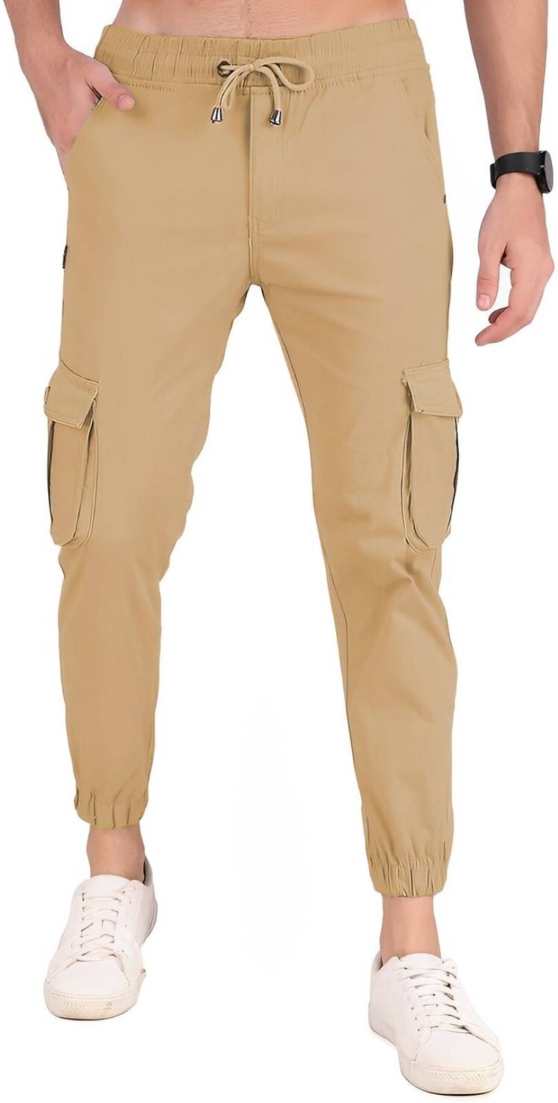     			Reoutlook Slim Flat Men's Cargos - Beige ( Pack of 1 )
