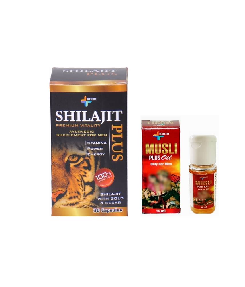     			Rikhi Shilajit Plus 30 Capsule & Musli Plus oil 15ml Ayurvedic Massage oil for Men