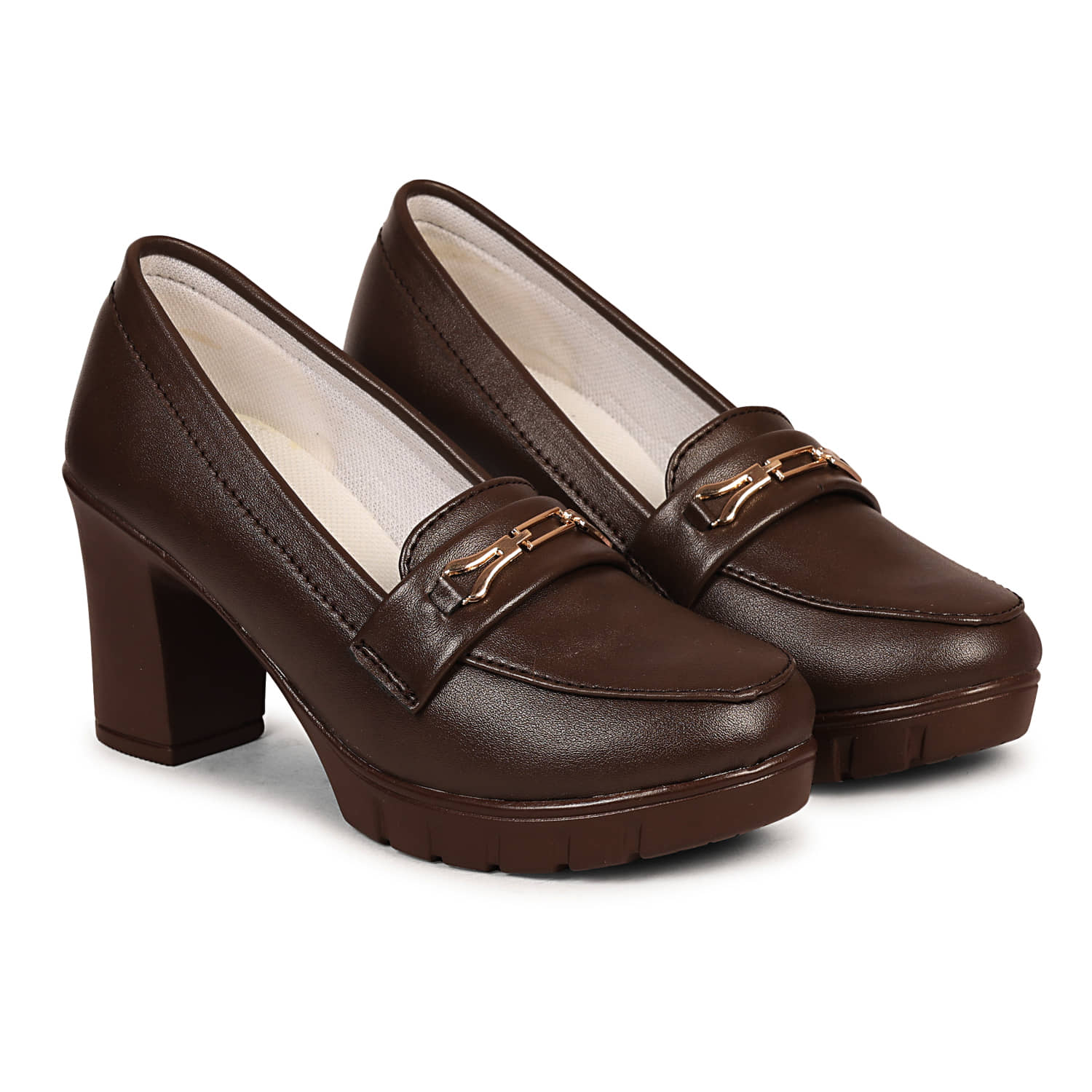 Saheb Brown Women's Slip On Heels - Heels | Buy online on ZillyBuy