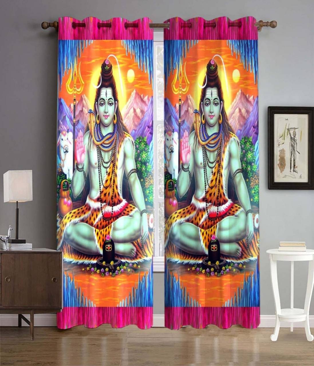     			Sai Arpan Abstract Blackout Eyelet Curtain 7 ft ( Pack of 1 ) - Multi Color