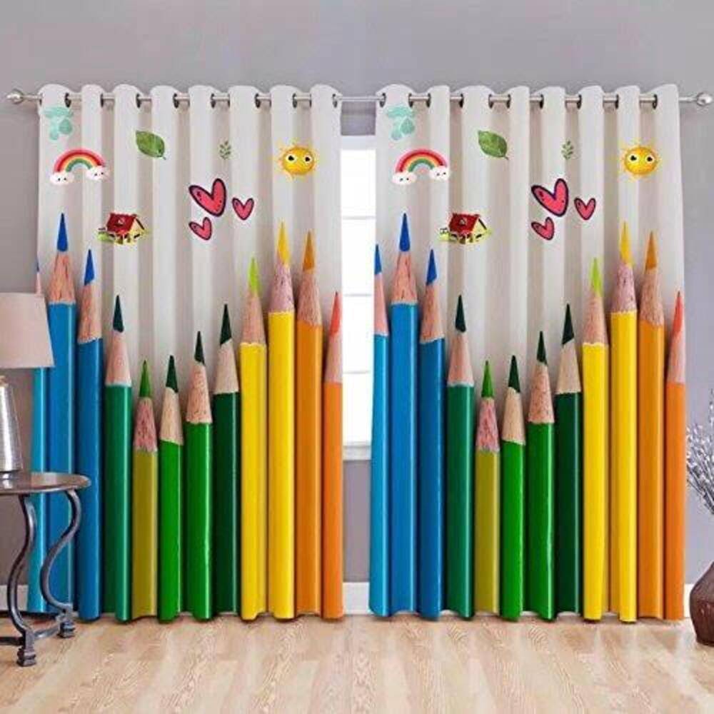     			Sai Arpan Abstract Blackout Eyelet Curtain 7 ft ( Pack of 1 ) - Multi Color