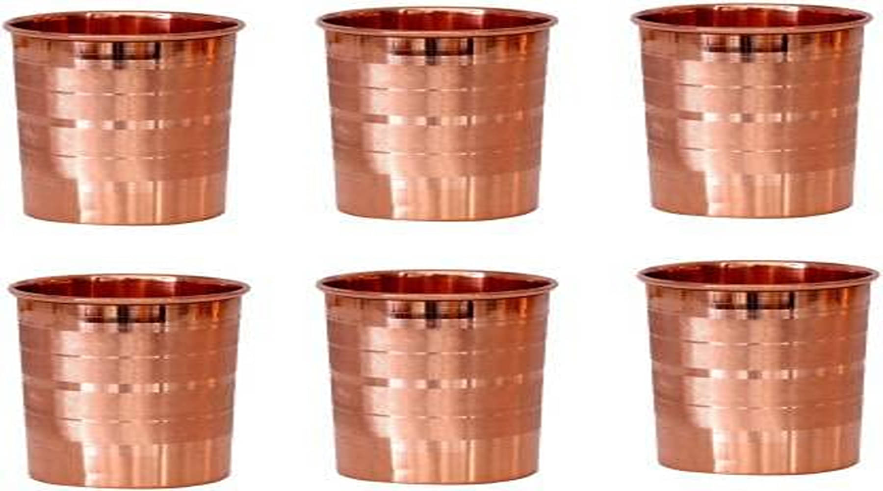     			Shakuntla Vintage Copper Glasses 250 ml ( Pack of 6 ) Gold