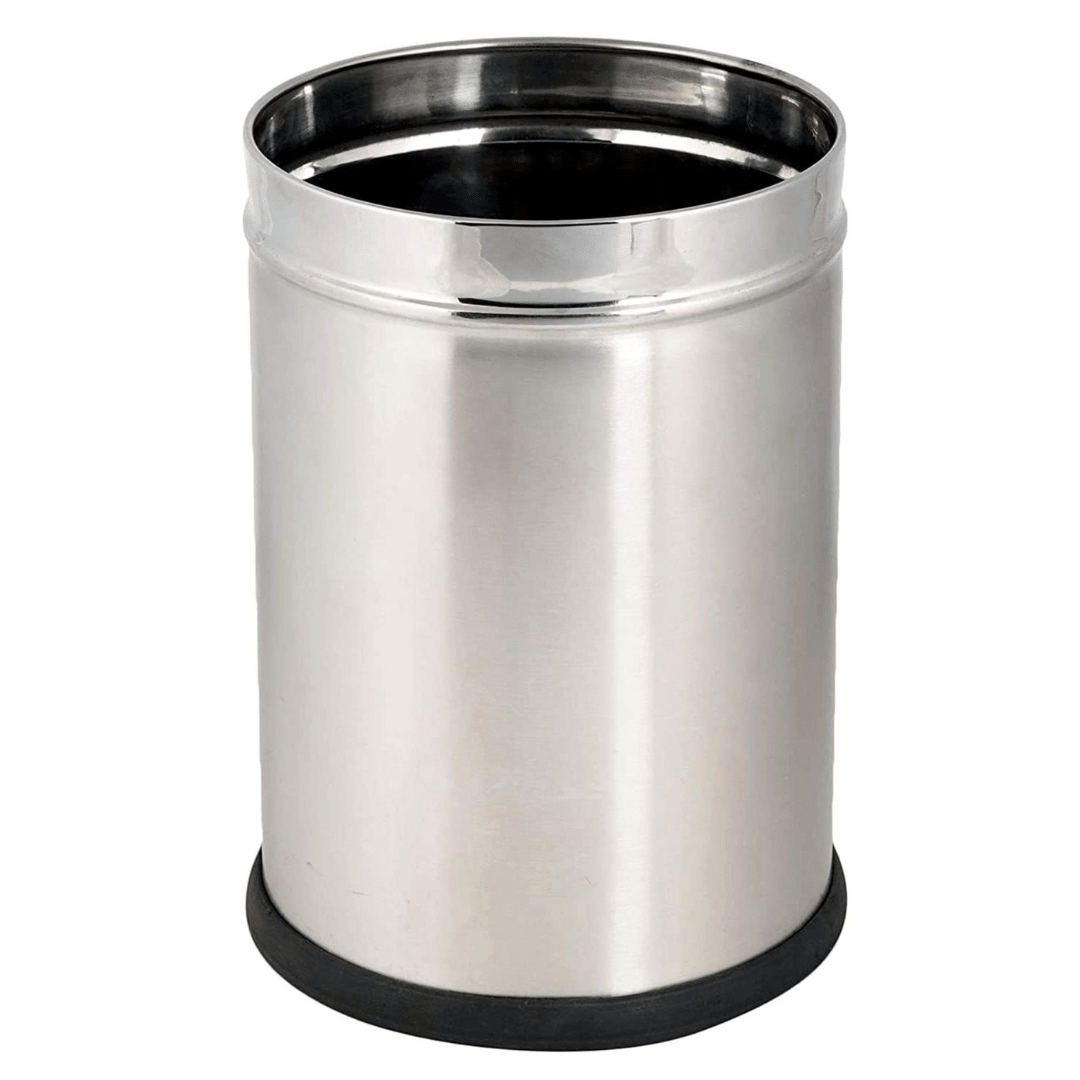     			Stainless Steel Plain Open Multipurpose dustbin for office,bathroom & kitchen use, Modern design solid & plain dustbin (7 Ltr)