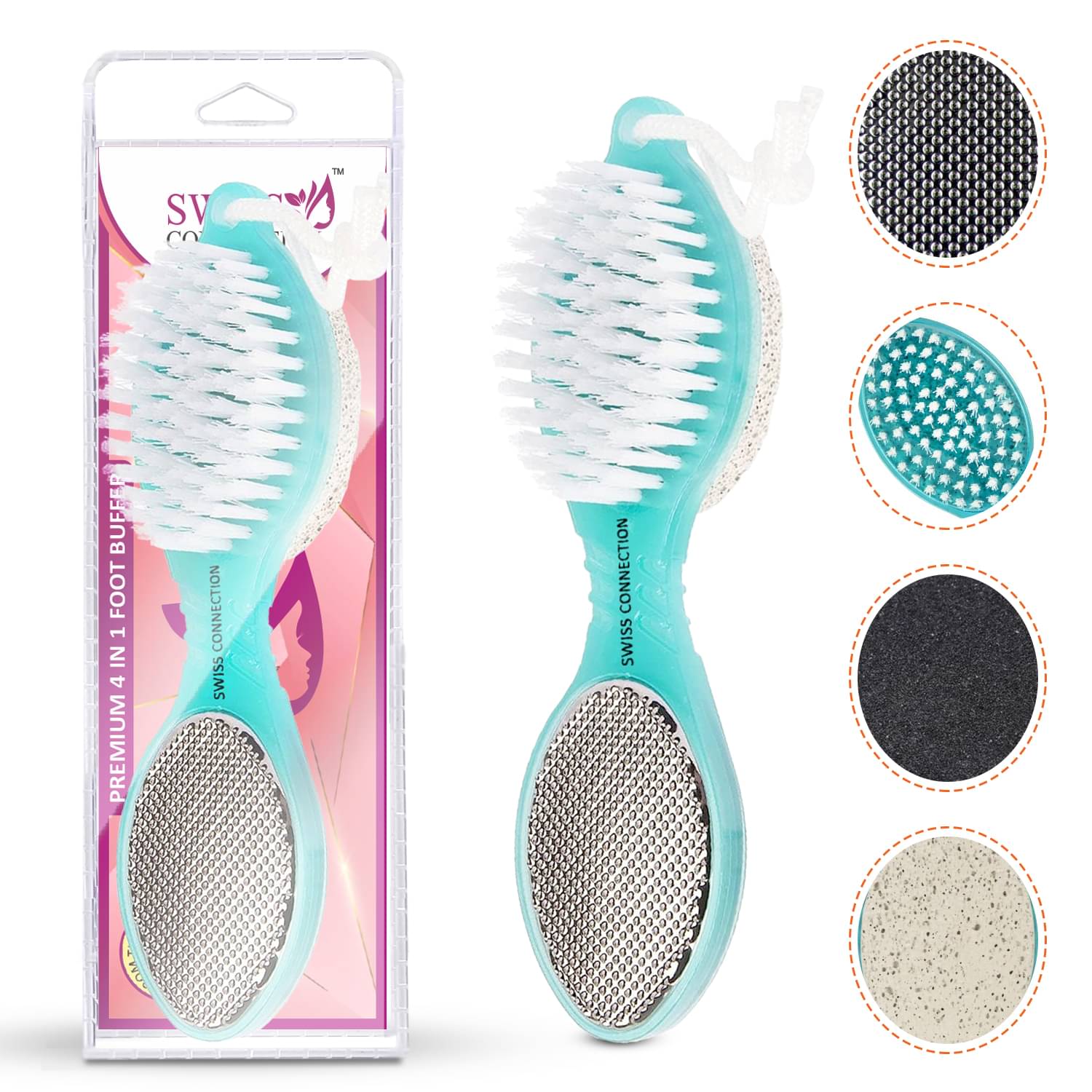 Swiss connection 4 in 1 foot care buffer pumice stone reusable multi - purpose Swiss connection 4 in 1 foot care buffer pumice stone reusable multi - purpose
