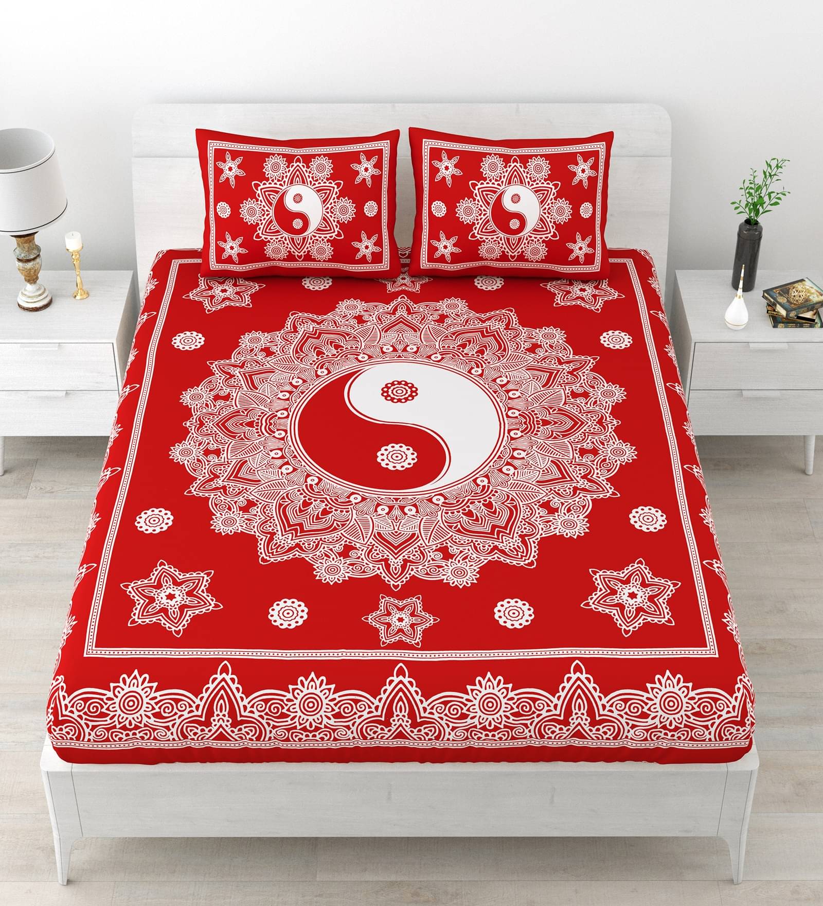 Uniqchoice Cotton 1 Double Bedsheet with 2 Pillow Covers ( Red ) Uniqchoice Cotton 1 Double Bedsheet with 2 Pillow Covers ( Red )