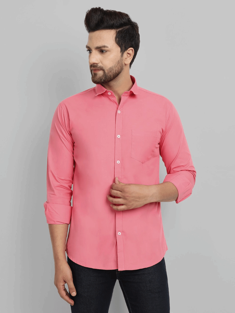     			VERTUSY Cotton Blend Regular Fit Solids Full Sleeves Men's Casual Shirt - Pink ( Pack of 1 )