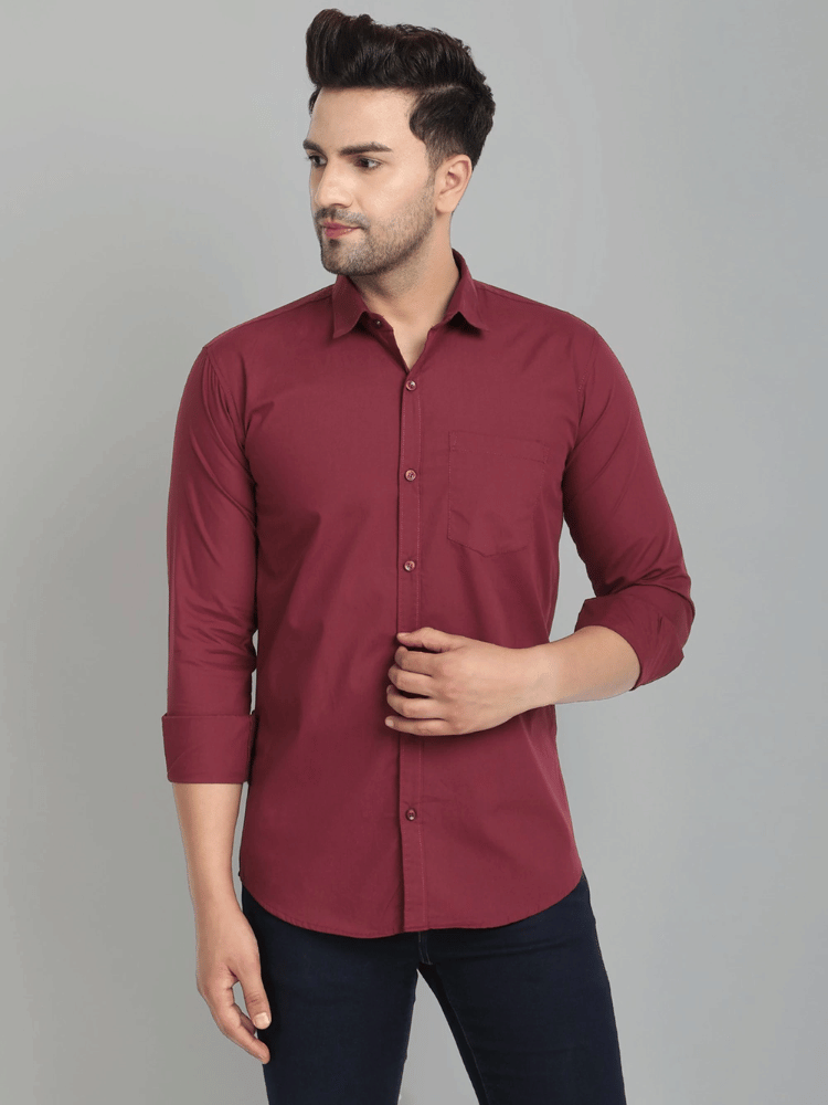     			VERTUSY Cotton Blend Regular Fit Solids Full Sleeves Men's Casual Shirt - Maroon ( Pack of 1 )