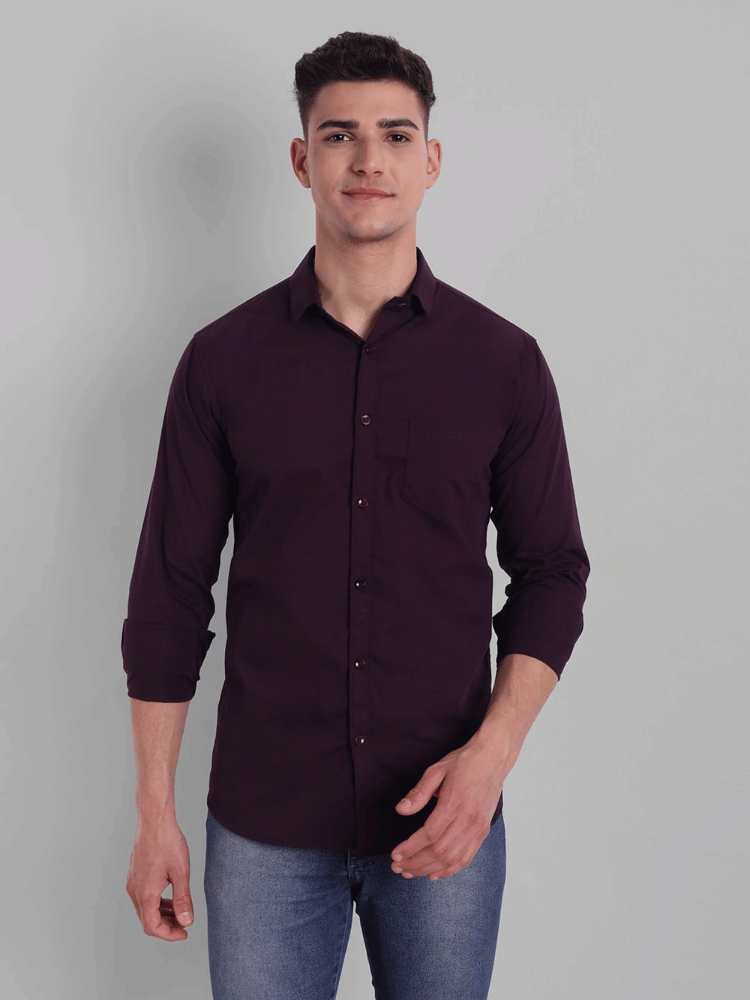     			VERTUSY Cotton Blend Regular Fit Solids Full Sleeves Men's Casual Shirt - Purple ( Pack of 1 )