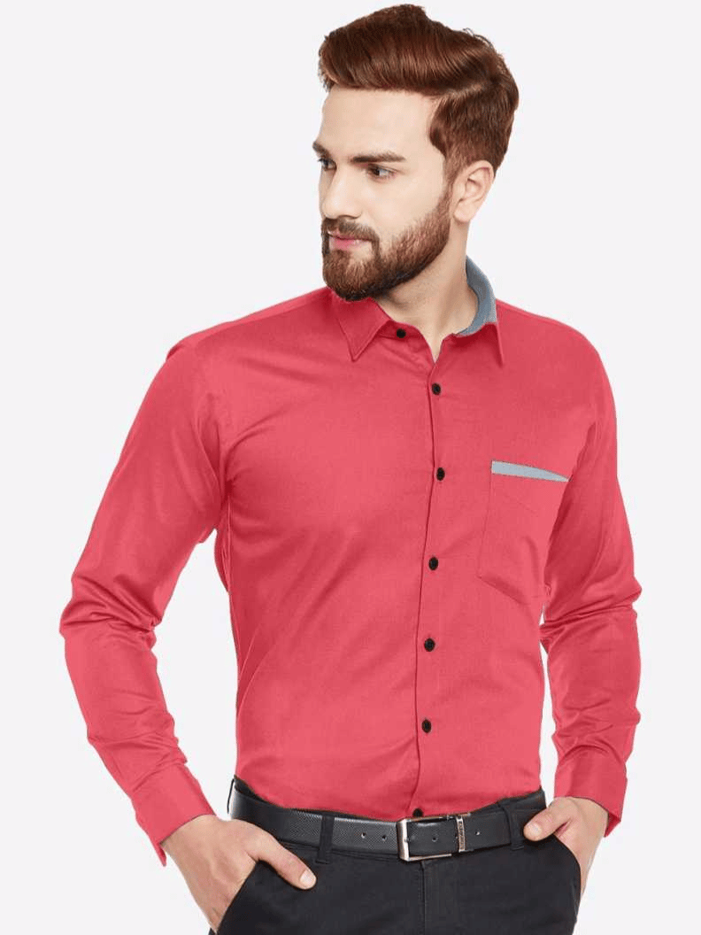VERTUSY Cotton Blend Regular Fit Solids Full Sleeves Men's Casual Shirt - Pink ( Pack of 1 ) VERTUSY Cotton Blend Regular Fit Solids Full Sleeves Men's Casual Shirt - Pink ( Pack of 1 )