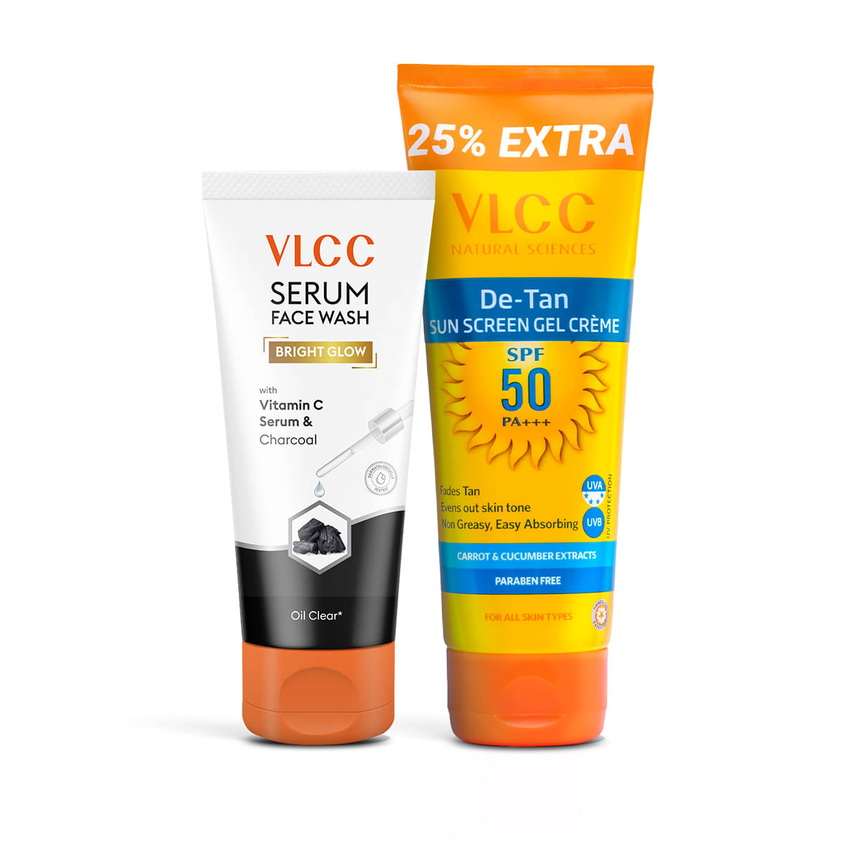 VLCC Vitamin C & Charcoal Face Wash 100g + De Tan SPF 50 Sunscreen 100g | Detox & Protection VLCC Vitamin C & Charcoal Face Wash 100g + De Tan SPF 50 Sunscreen 100g | Detox & Protection