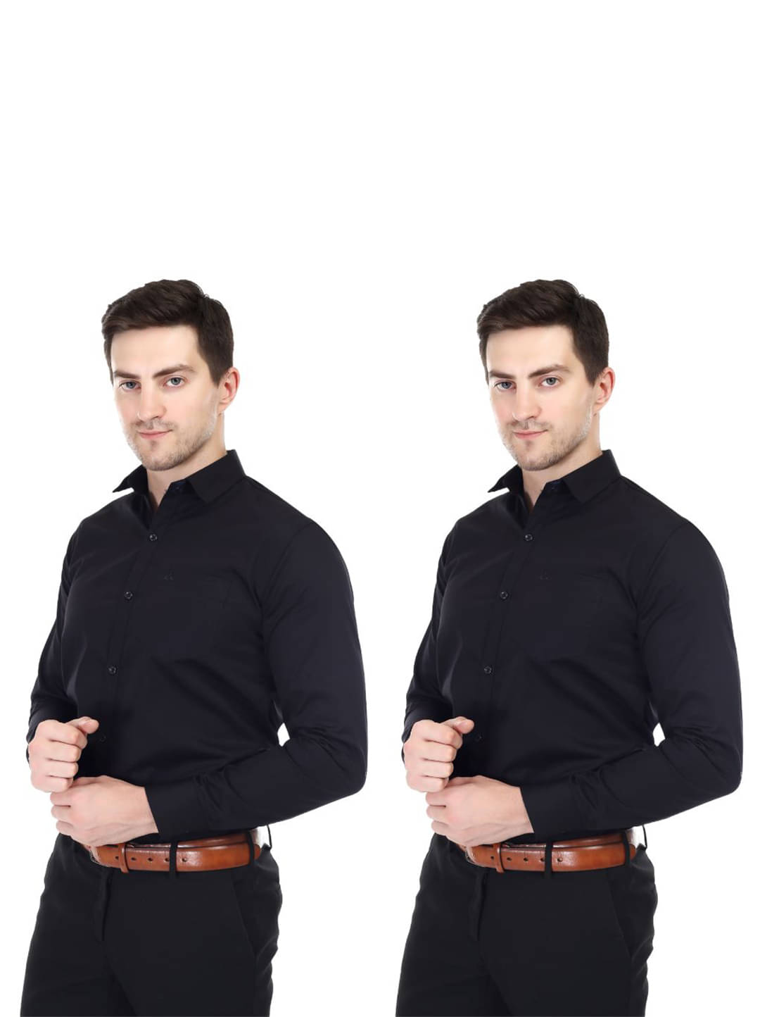     			XJARVIS Cotton Blend Slim Fit Full Sleeves Men's Formal Shirt - Black ( Pack of 2 )