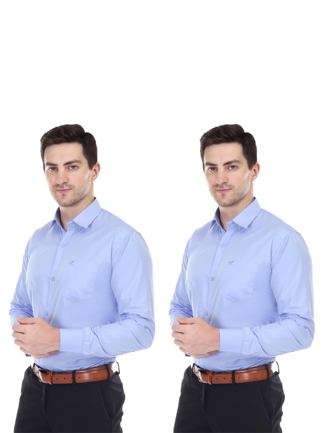XJARVIS Cotton Blend Slim Fit Full Sleeves Men's Formal Shirt - Blue ( Pack of 2 ) XJARVIS Cotton Blend Slim Fit Full Sleeves Men's Formal Shirt - Blue ( Pack of 2 )