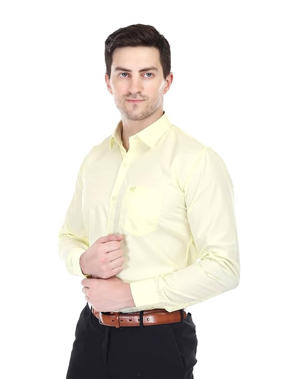 XJARVIS Cotton Blend Slim Fit Full Sleeves Men's Formal Shirt - Yellow ( Pack of 1 )     			XJARVIS Cotton Blend Slim Fit Full Sleeves Men's Formal Shirt - Yellow ( Pack of 1 )