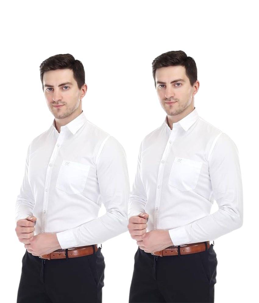 XJARVIS Cotton Slim Fit Full Sleeves Men's Formal Shirt - White ( Pack of 2 ) XJARVIS Cotton Slim Fit Full Sleeves Men's Formal Shirt - White ( Pack of 2 )
