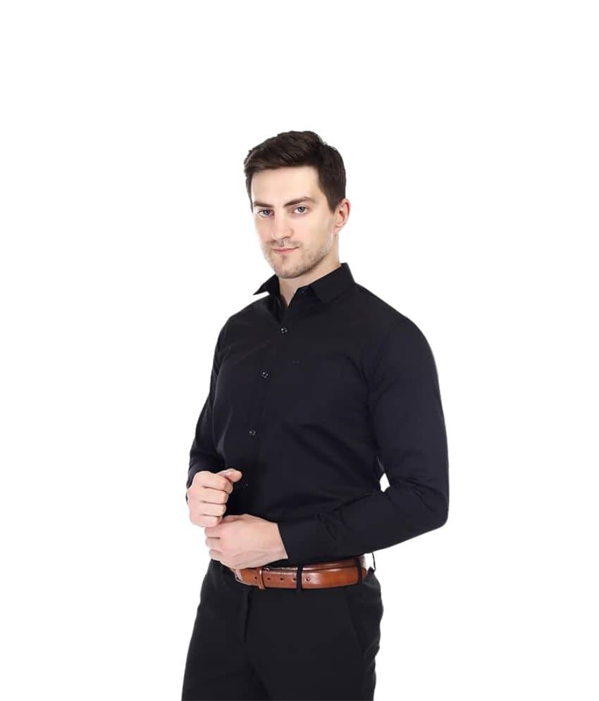 XJARVIS Cotton Slim Fit Full Sleeves Men's Formal Shirt - Black ( Pack of 1 )