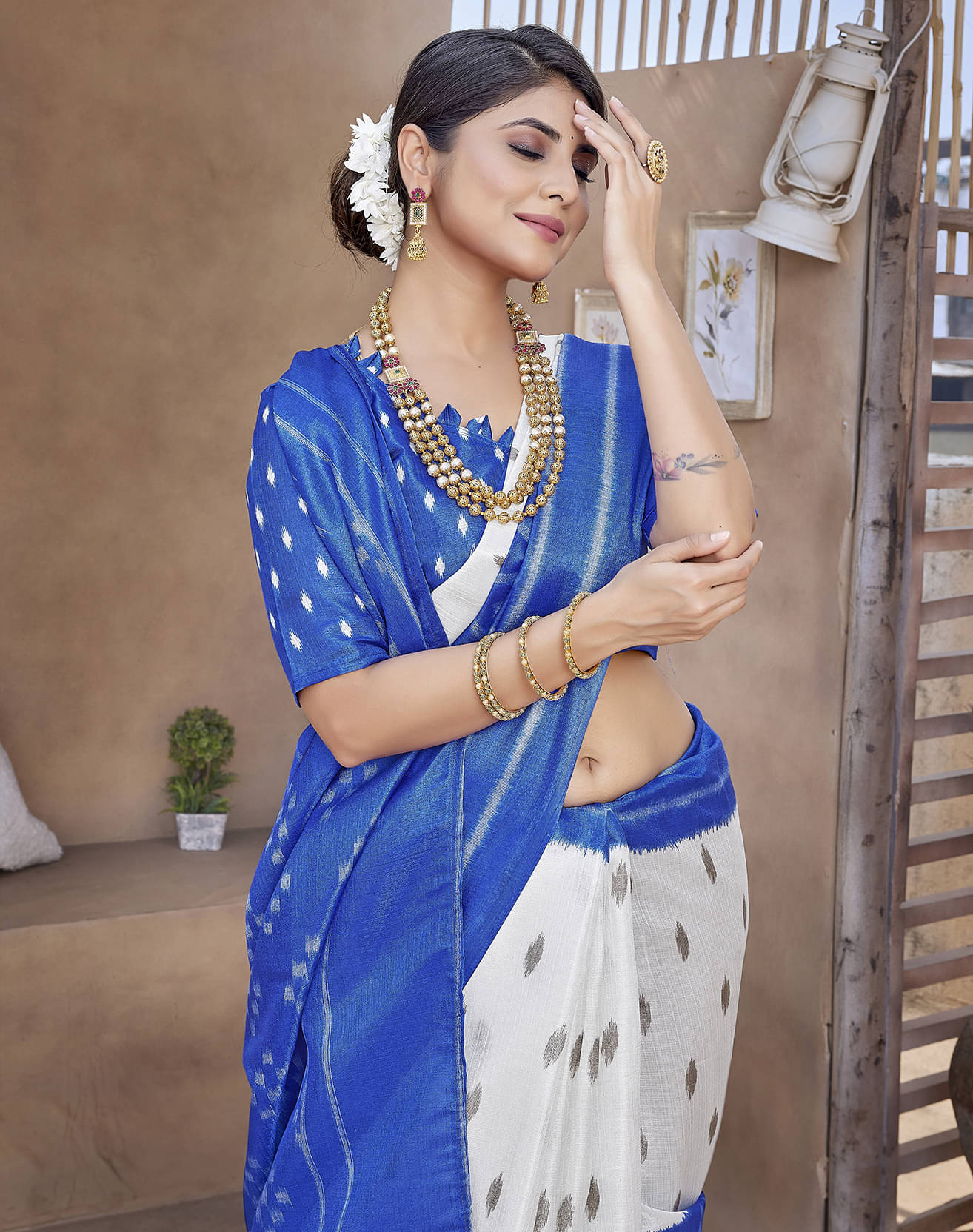     			Yashika Art Silk Printed Saree With Unstitched Blouse Piece ( Blue )