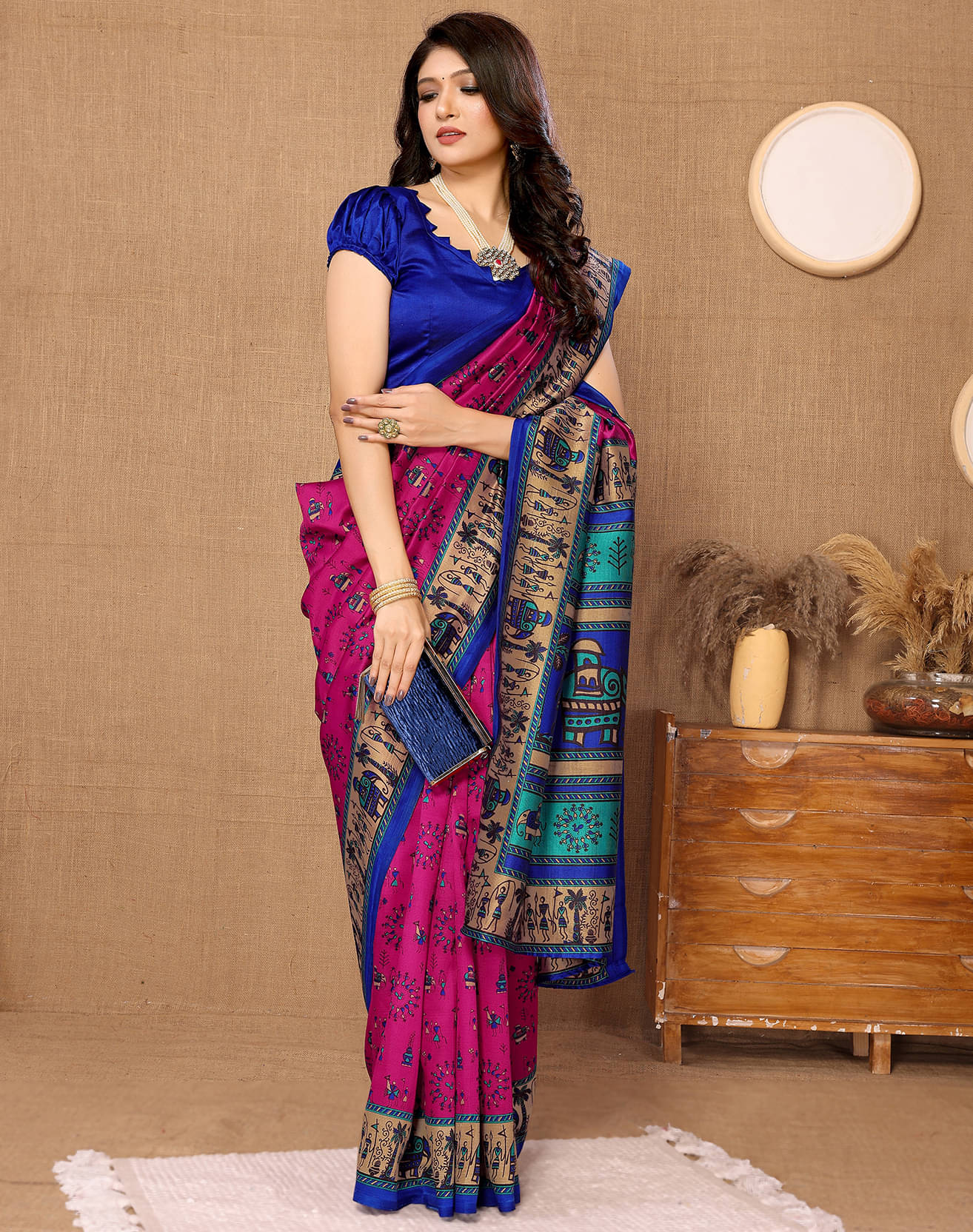 Yashika Art Silk Printed Saree With Unstitched Blouse Piece ( Pink ) Yashika Art Silk Printed Saree With Unstitched Blouse Piece ( Pink )