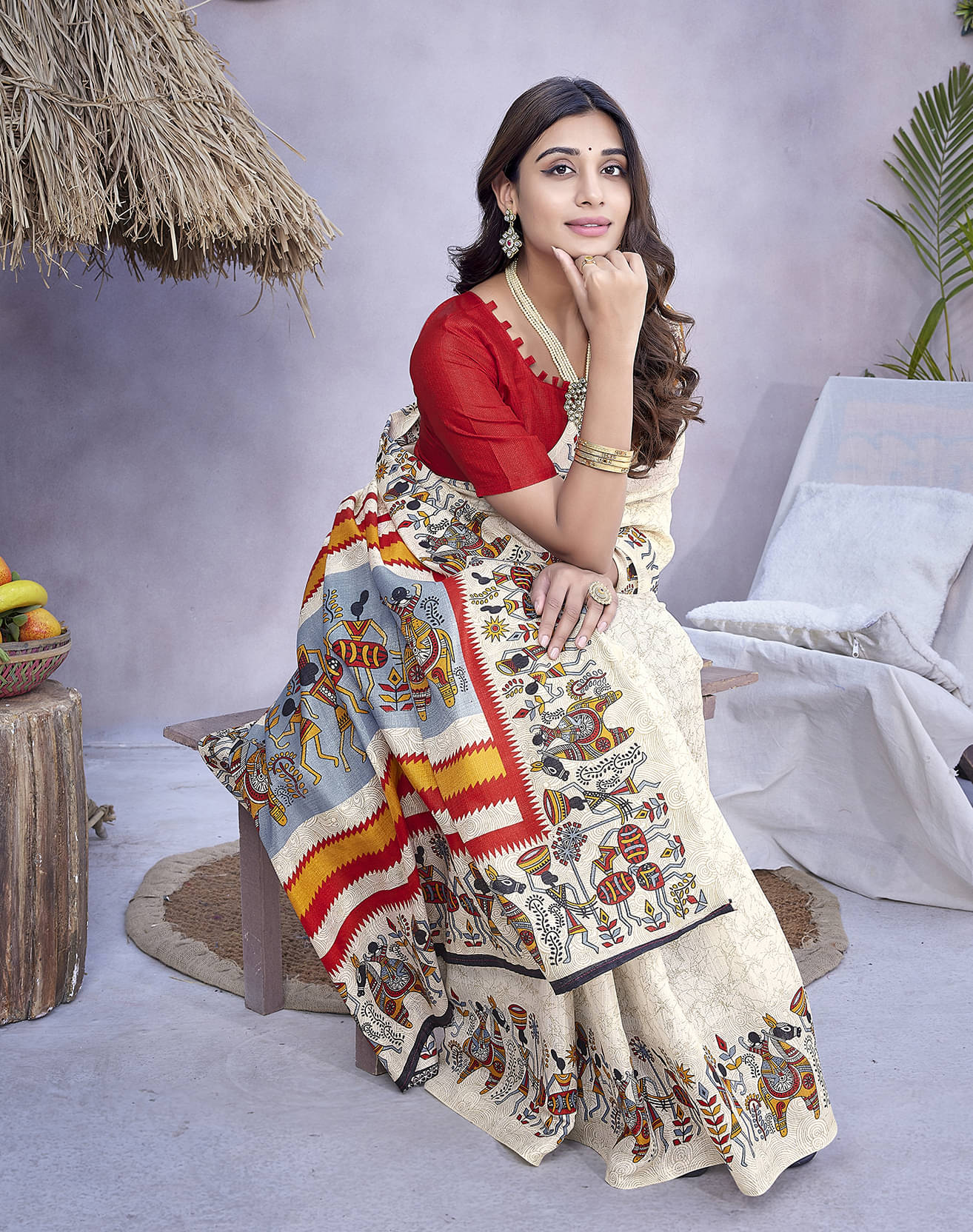 Yashika Art Silk Printed Saree With Unstitched Blouse Piece ( Orange ) Yashika Art Silk Printed Saree With Unstitched Blouse Piece ( Orange )