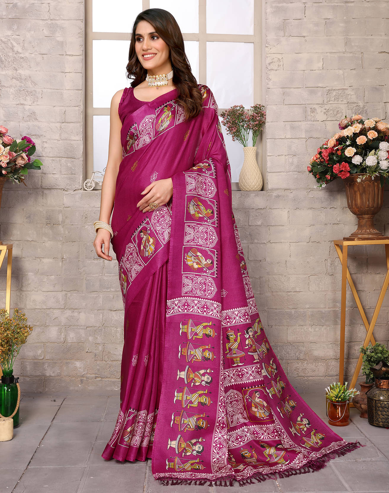 Yashika Art Silk Printed Saree With Unstitched Blouse Piece ( Purple ) Yashika Art Silk Printed Saree With Unstitched Blouse Piece ( Purple )
