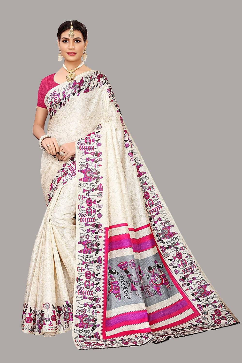Yashika Art Silk Printed Saree With Unstitched Blouse Piece ( Multicolor ) Yashika Art Silk Printed Saree With Unstitched Blouse Piece ( Multicolor )