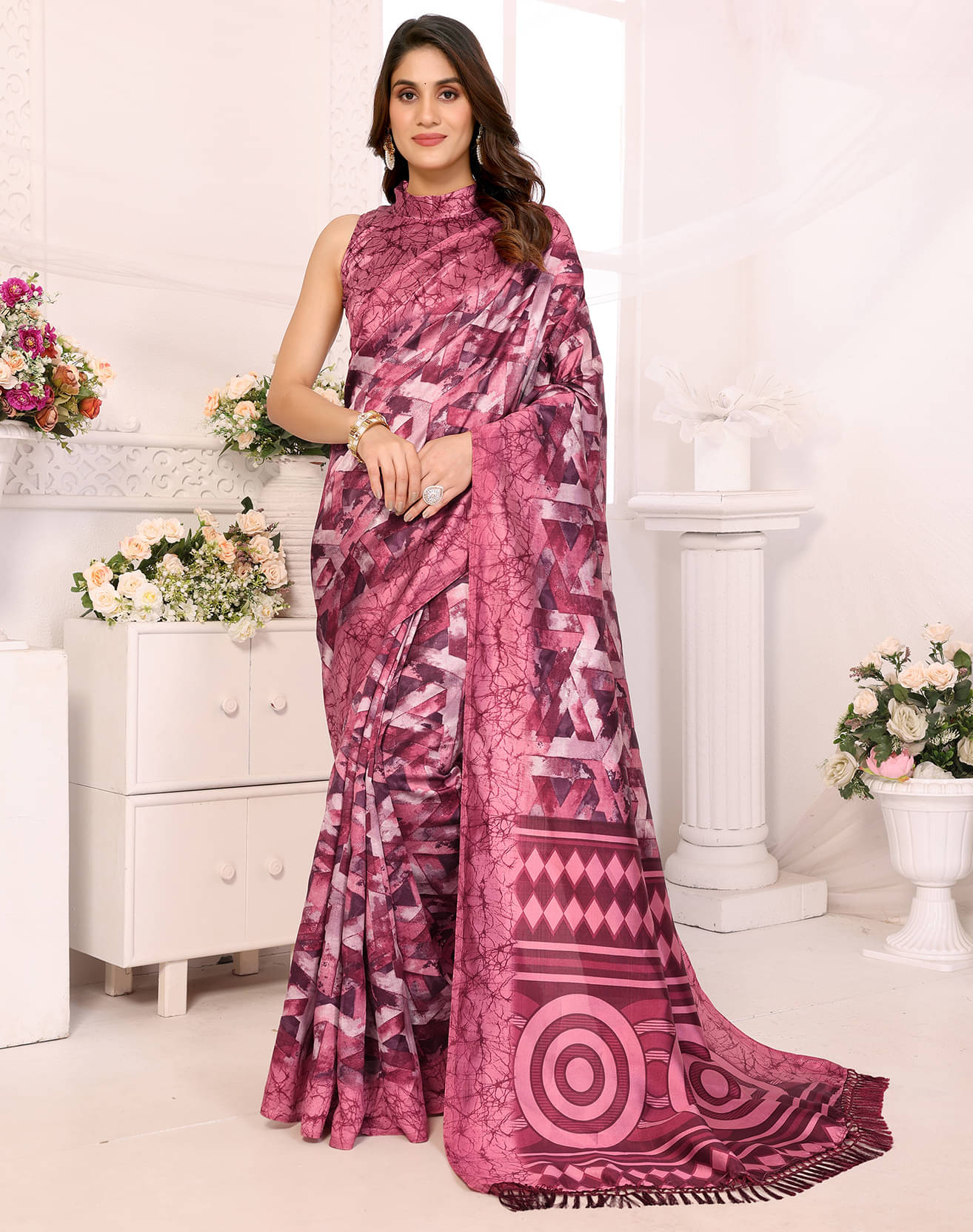 Yashika Art Silk Printed Saree With Unstitched Blouse Piece ( Purple ) Yashika Art Silk Printed Saree With Unstitched Blouse Piece ( Purple )