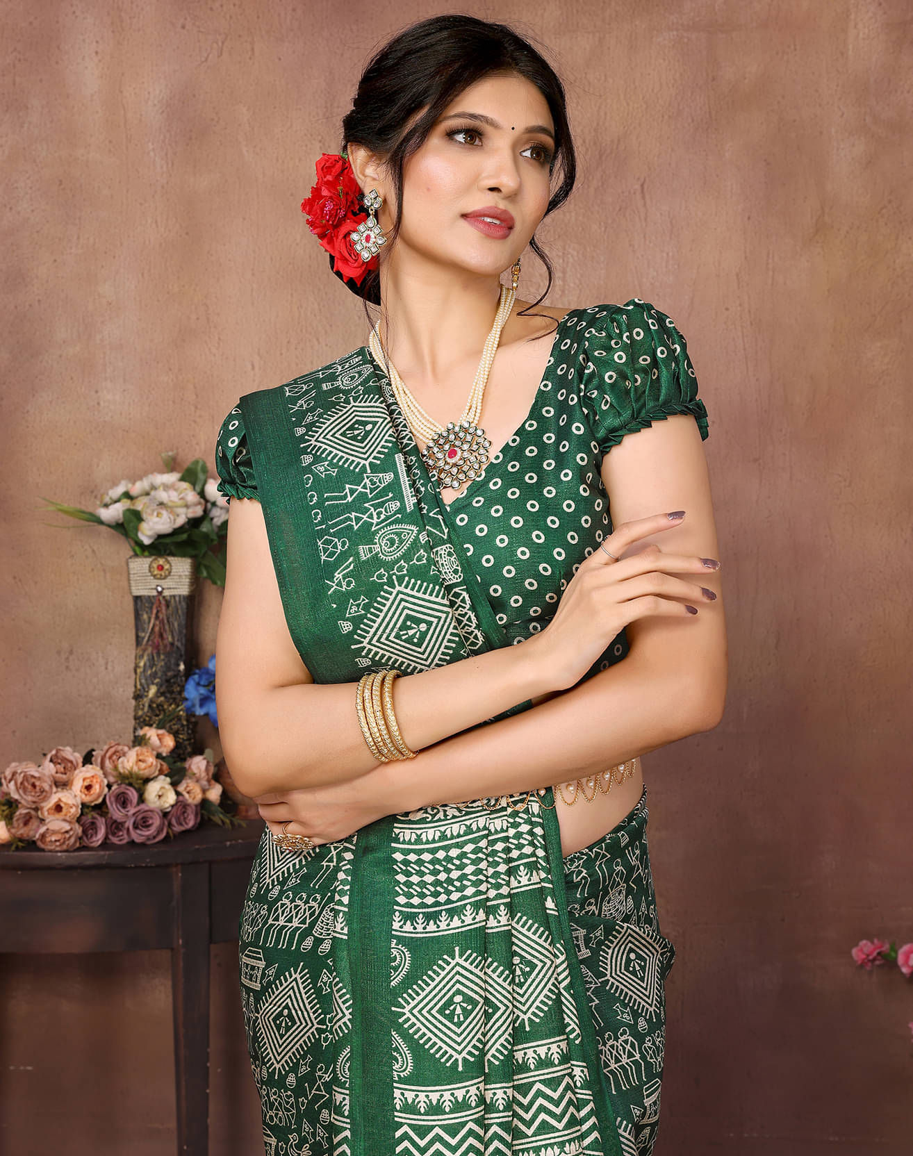 Yashika Art Silk Printed Saree With Unstitched Blouse Piece ( Green ) Yashika Art Silk Printed Saree With Unstitched Blouse Piece ( Green )