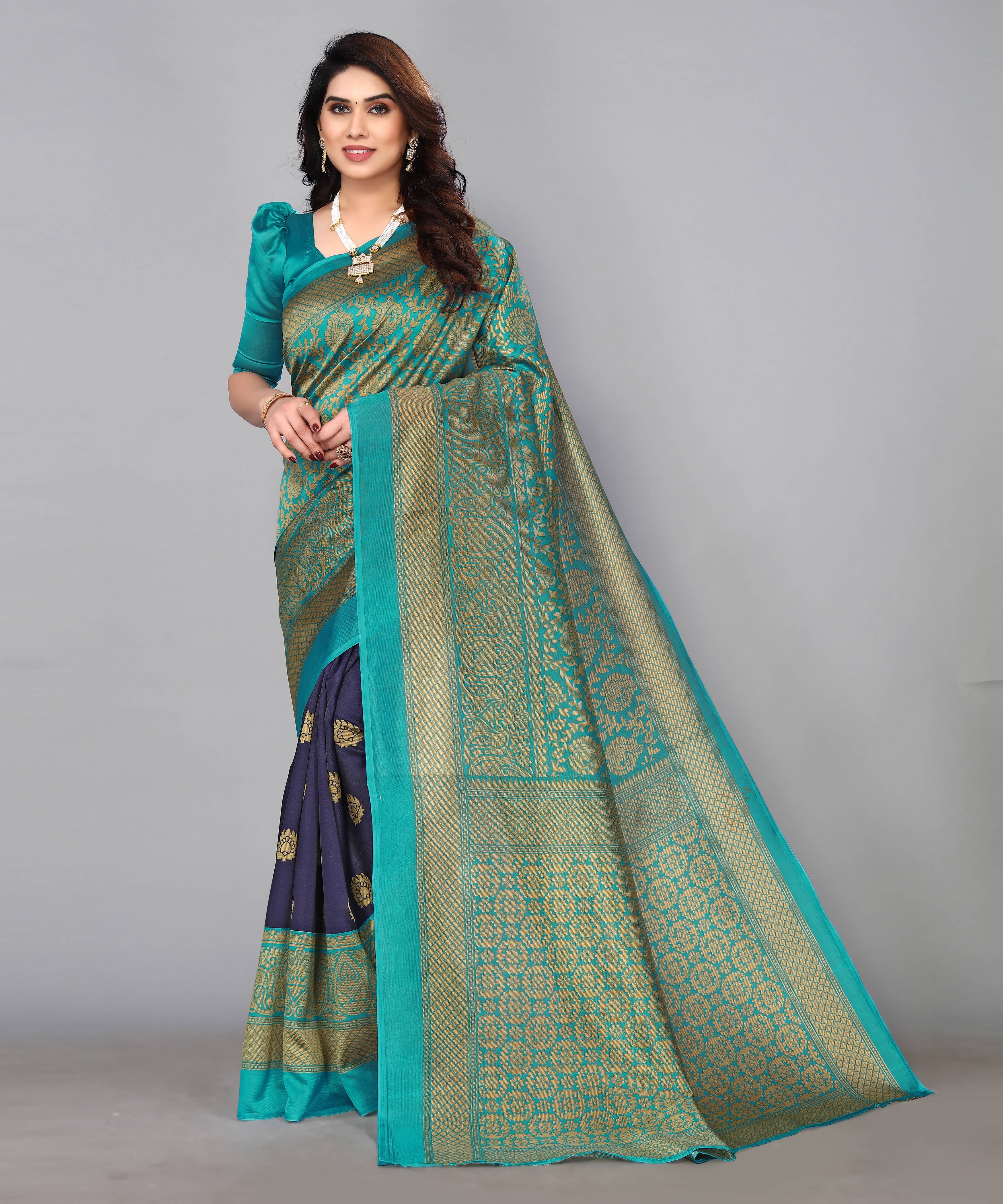 Yashika Art Silk Printed Saree With Unstitched Blouse Piece ( Green ) Yashika Art Silk Printed Saree With Unstitched Blouse Piece ( Green )